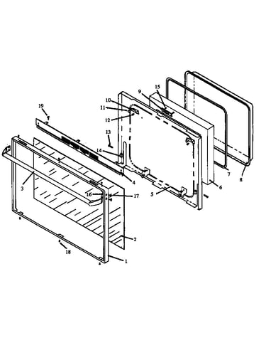 Oven door assembly (rsf3200w/p1141255n)