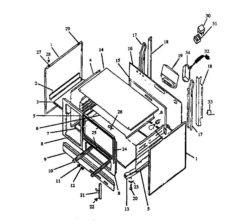 CABINET ASSEMBLY FOR 36" MODELS (RBK29AA093M/P1142829NW) (RBK29AA093M/P1142950NW)