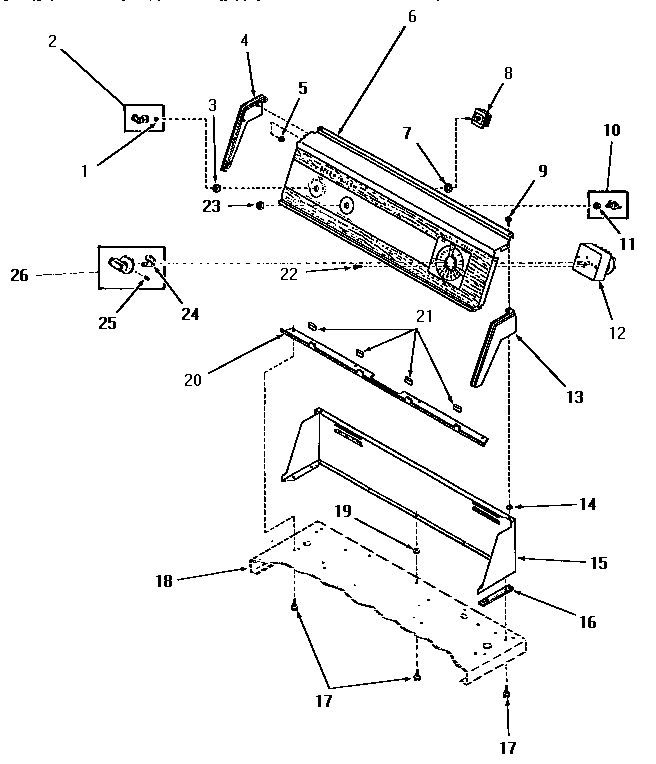 Control panel, control hood and controls