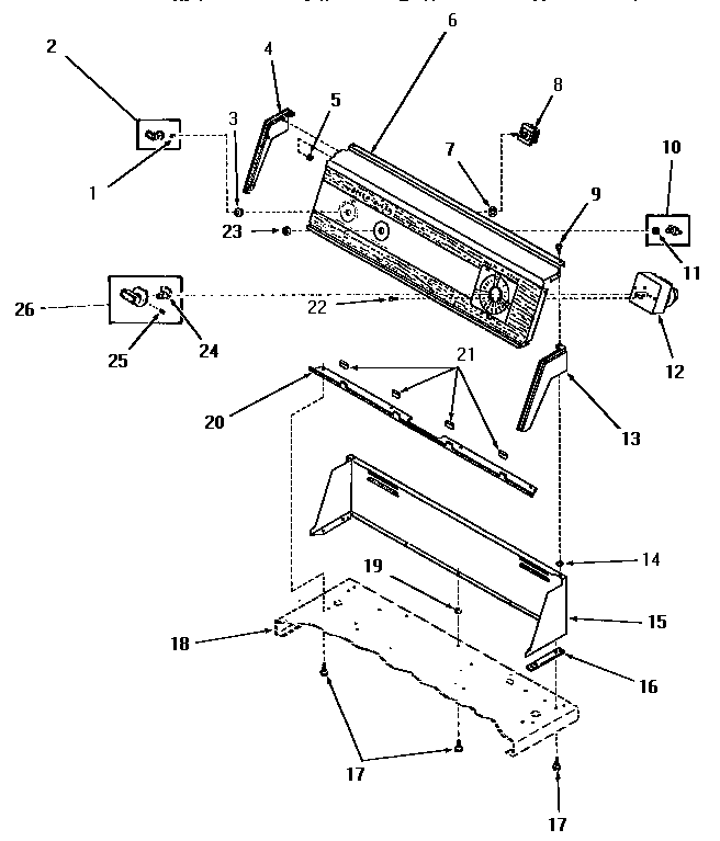 Control panel, control hood and controls