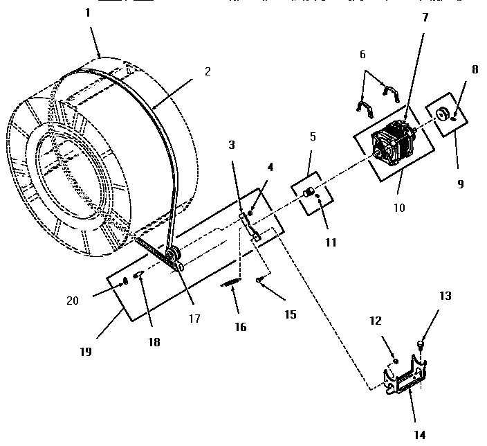 Motor, idler and belt