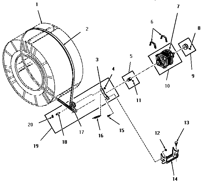 Motor, idler and belt