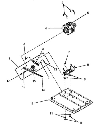 Motor, idler pulley and drum belt