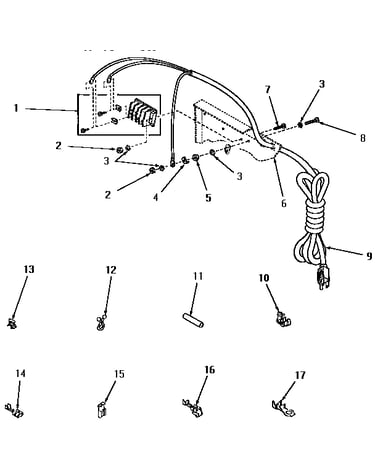 Power cord, wire harness, wire and terminals