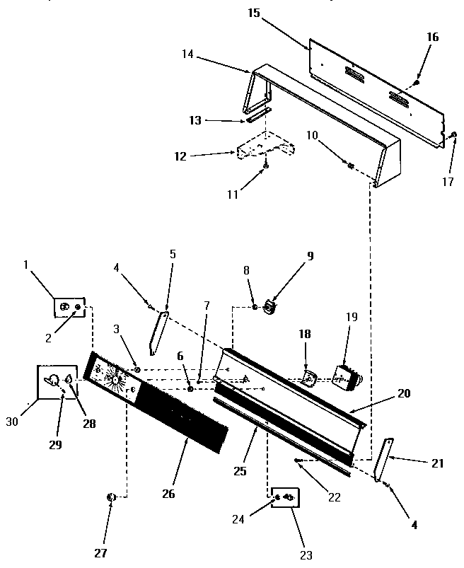 Control panel, control hood and controls