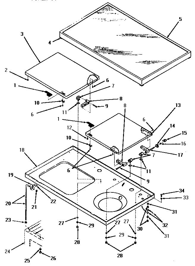 Cabinet top and loading doors