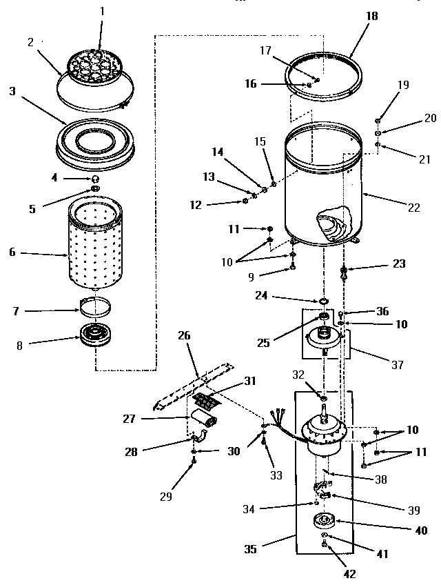 Spin tub and motor