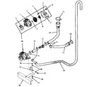 Speed Queen DH1150 motor and pump assembly and hoses diagram