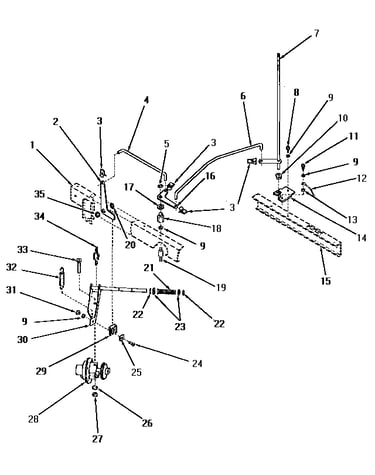 Wash pump, control rods and bracket