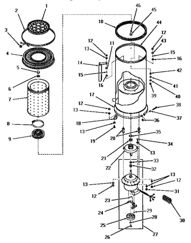 Spin tub and motor