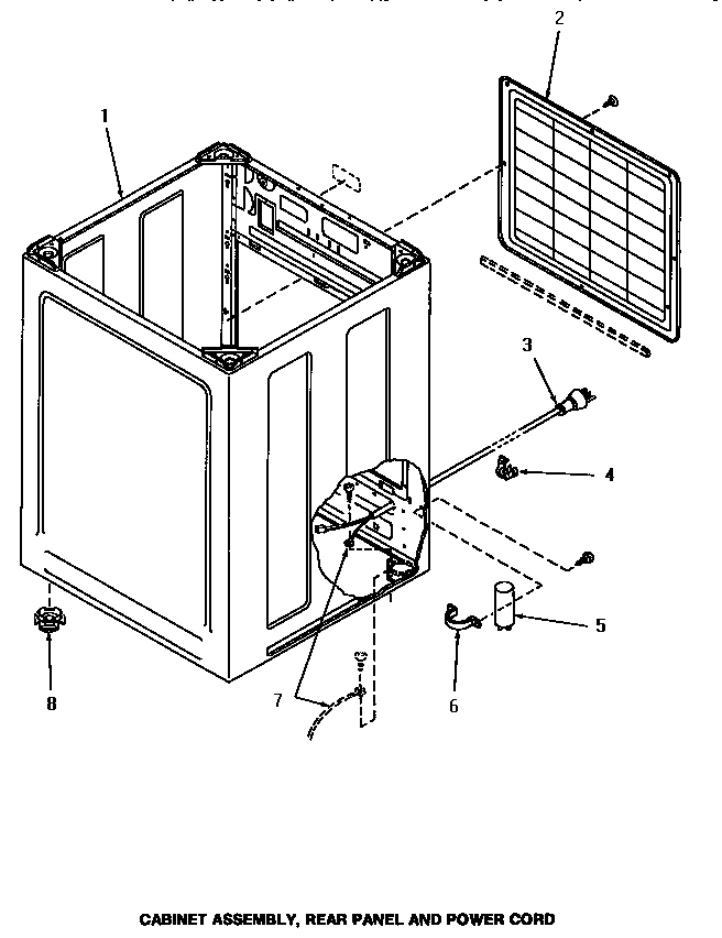 CABINET ASSEMBLY, REAR PANEL & POWER CORD