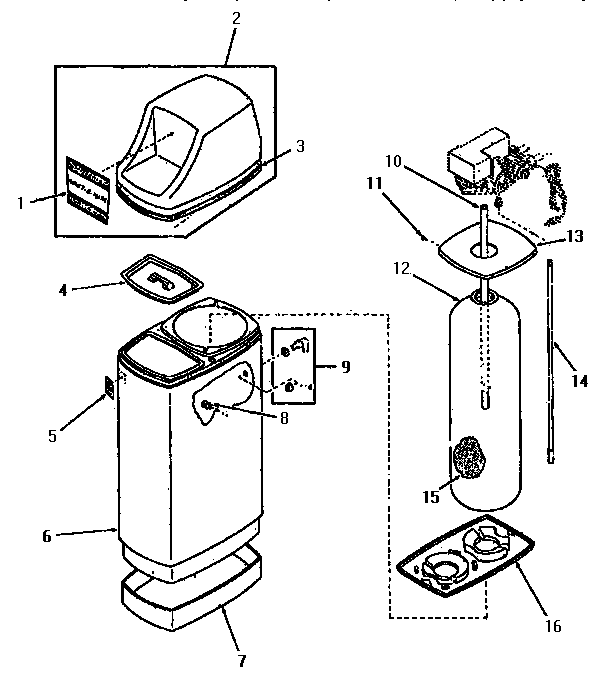 Cabinet, resin tank, control, tank adapter & by-pass valve