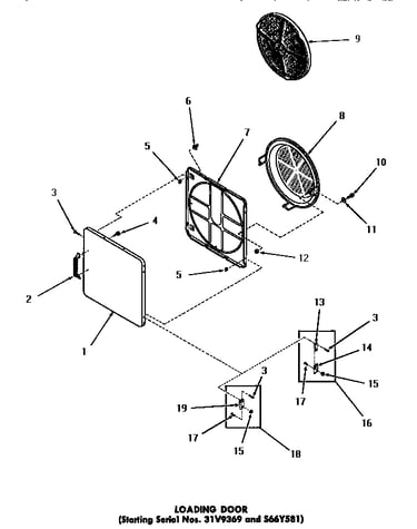 Loading door (starting serial numbers 31v9369 and s66y581)