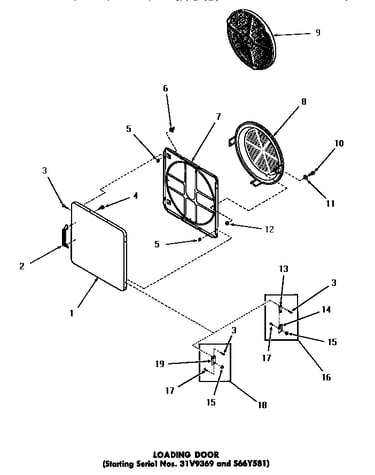 Loading door (starting serial numbers 31v9369 and s66y581)