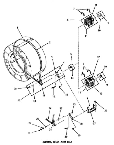 Motor, idler & belt