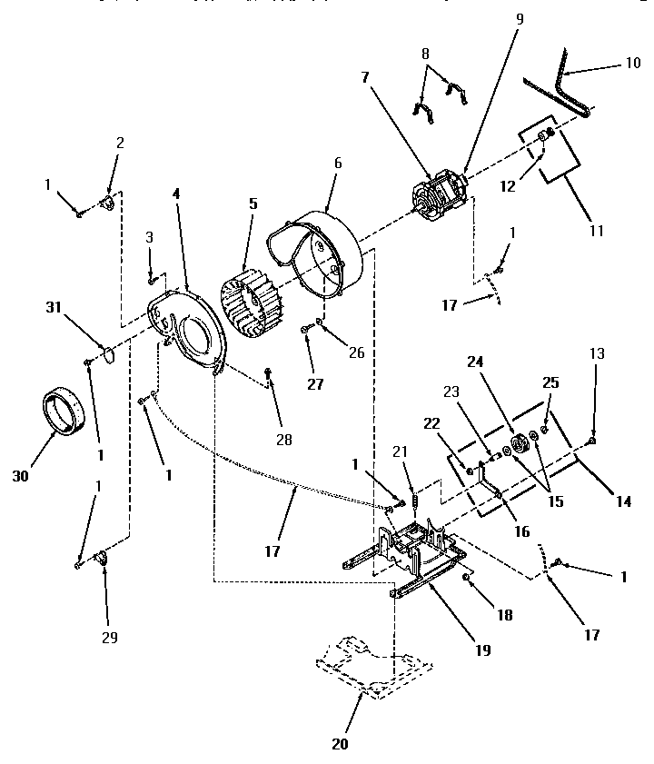 Motor, exhaust fan & belt