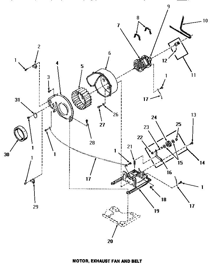 MOTOR, EXHAUST FAN & BELT
