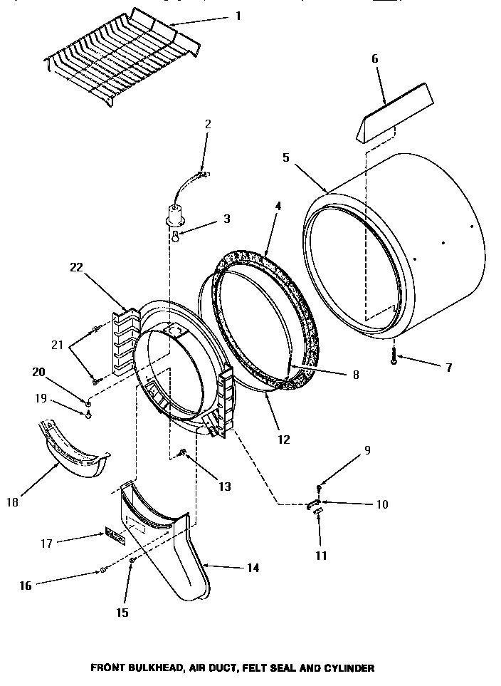 FRONT BULKHEAD, AIR DUCT, FELT SEAL & CYLINDER