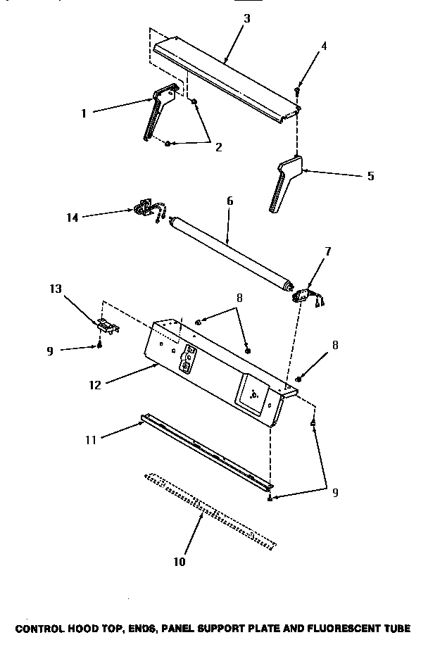 Control hood top, ends, panel support plate
