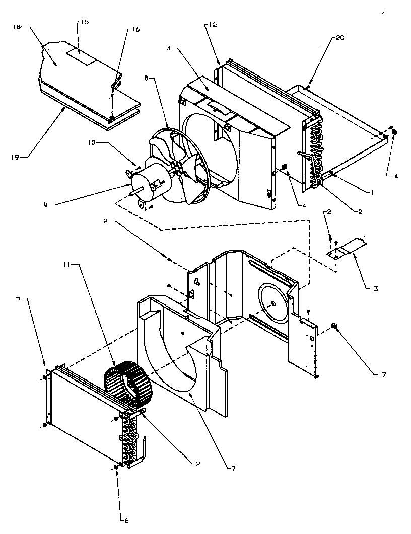 Evaporator, condenser & air flow parts