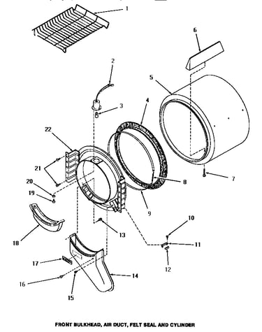 Front bulkhead, air duct, felt seal & cylinder