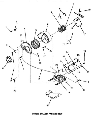 Motor, exhaust fan & belt