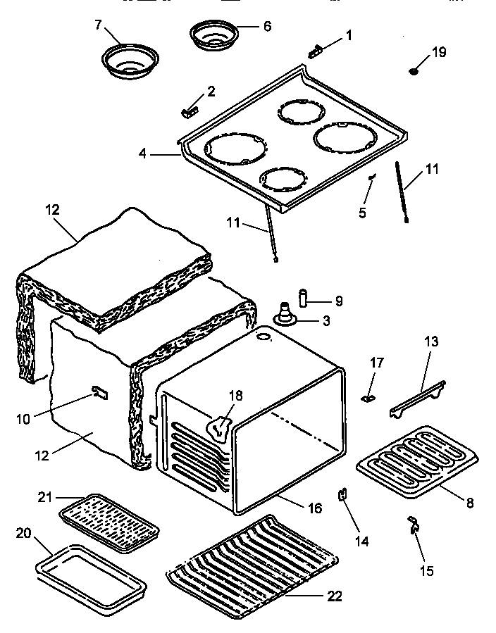 MAIN TOP AND OVEN ASSEMBLY (ARR624L/P1142625NL) (ARR624W/P1142625NW)