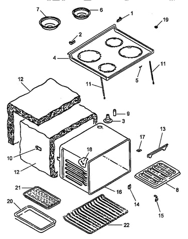 Main top and oven assembly (arr624l/p1142625nl) (arr624w/p1142625nw)