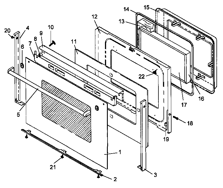 OVEN DOOR ASSEMBLY (ARR624L/P1142625NL) (ARR624W/P1142625NW)