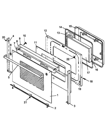 Oven door assembly (arr624l/p1142625nl) (arr624w/p1142625nw)