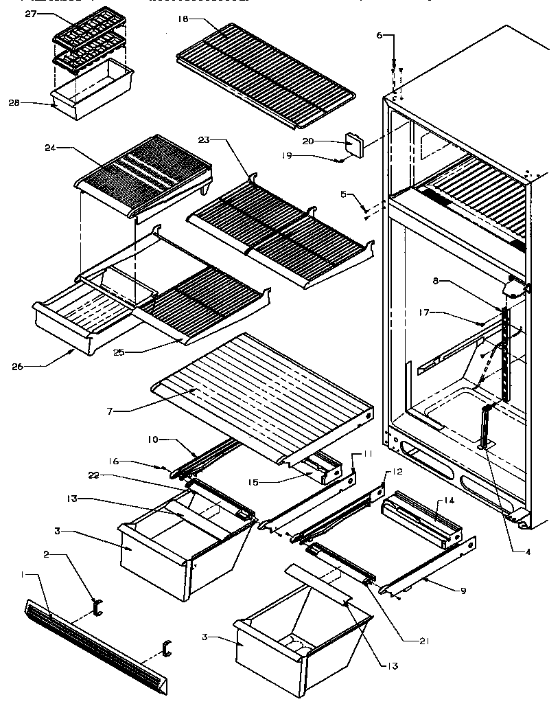 Cabinet shelving (tb18rl/p1184608wl) (tb18rw/p1184608ww) (gta18al/p1184606wl) (gta18al/p1184607wl) (gta18aw/p1184606ww) (gta18aw/p1184607ww) (gtw18al/p1188801wl) (gtw18aw/p1188801ww)