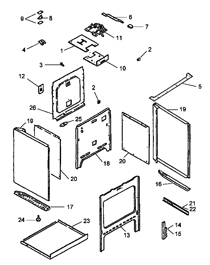 Main top and oven assembly