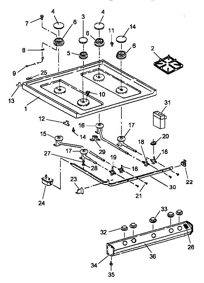 Top burner assembly