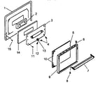 Caloric RLS270UL/P1142924N oven door assembly diagram