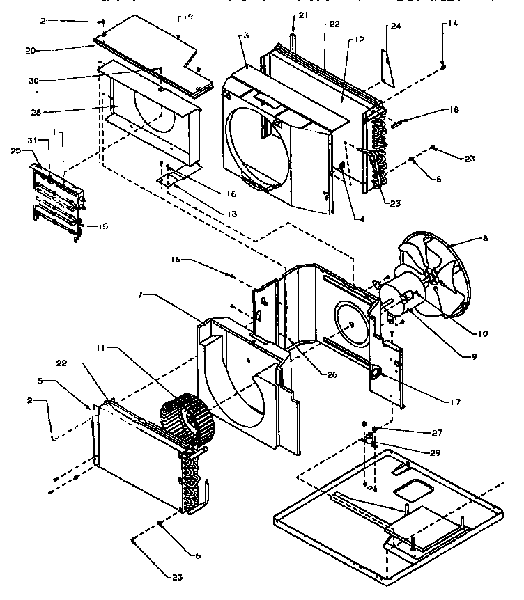Evaporator, condenser, insulation & air flow system