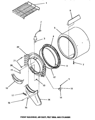 Front bulkhead, air duct, felt seal & cylinder