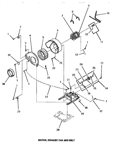 Motor, exhaust fan & belt