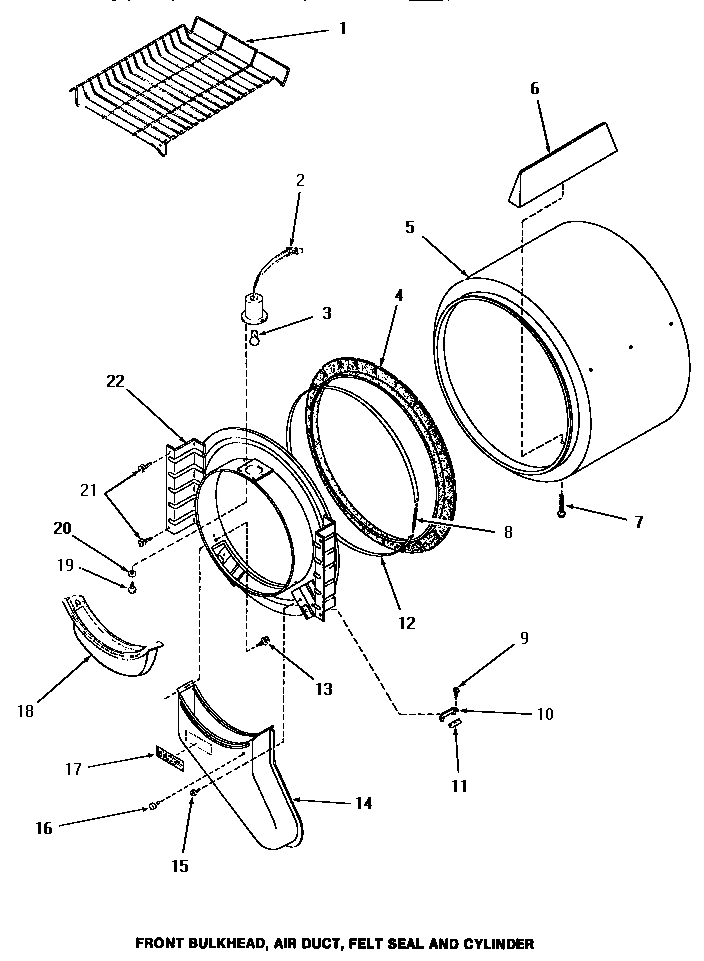 Front bulkhead, air duct, felt seal & cylinder