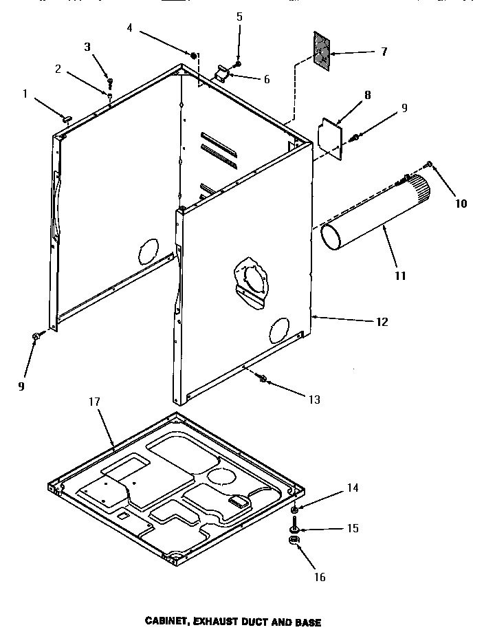 Cabinet, exhaust duct & base