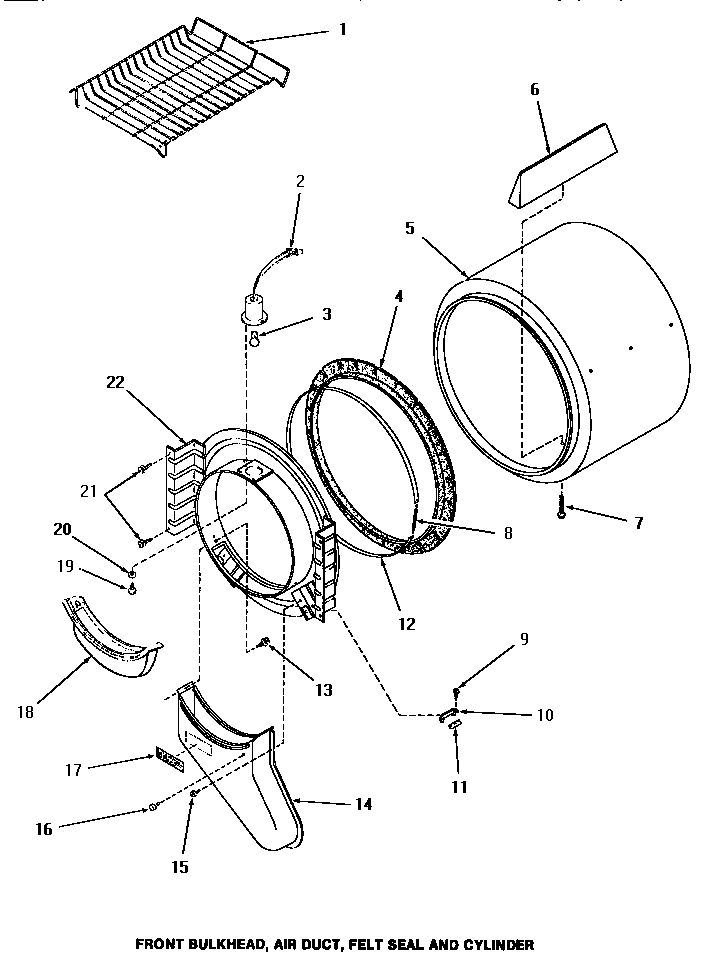 FRONT BULKHEAD, AIR DUCT, FELT SEAL & CYLINDER