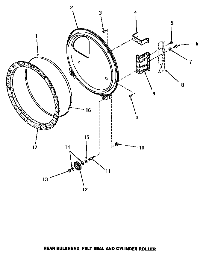 REAR BULKHEAD, FELT SEAL & CYLINDER ROLLER