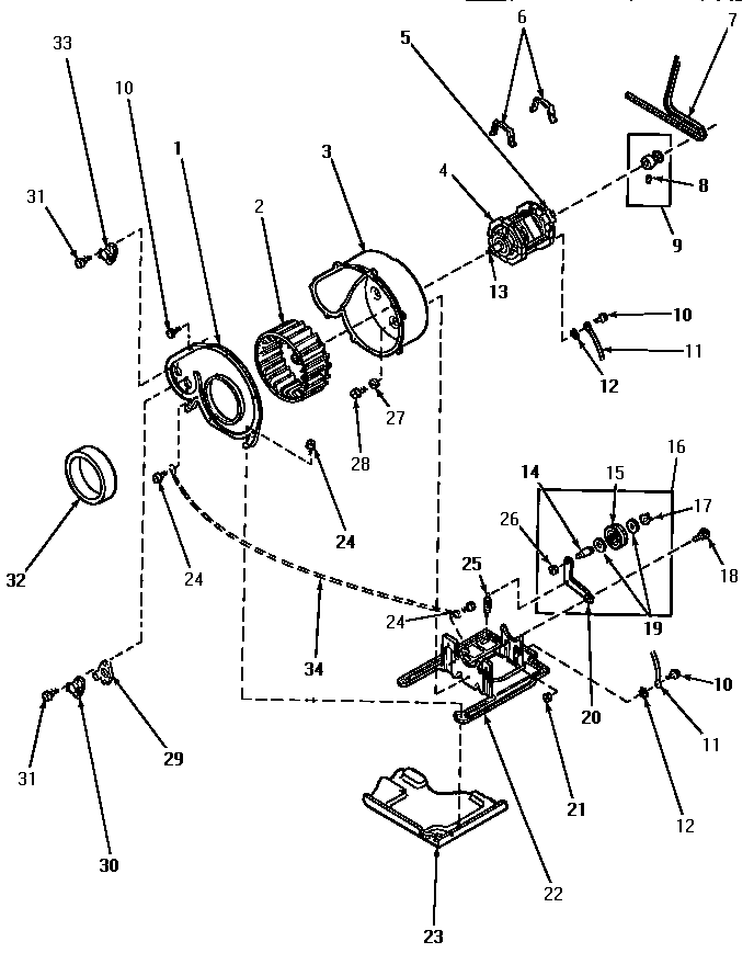 Motor, exhaust fan & belt