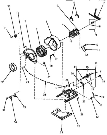 Motor, exhaust fan & belt