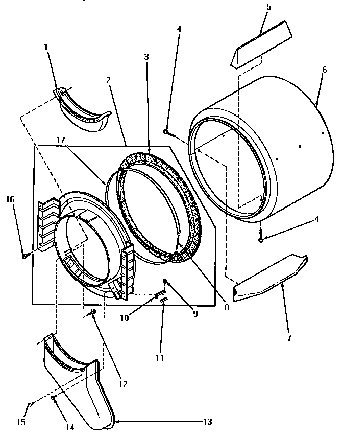 FRONT BULKHEAD, AIR DUCT, FELT SEAL & CYLINDER