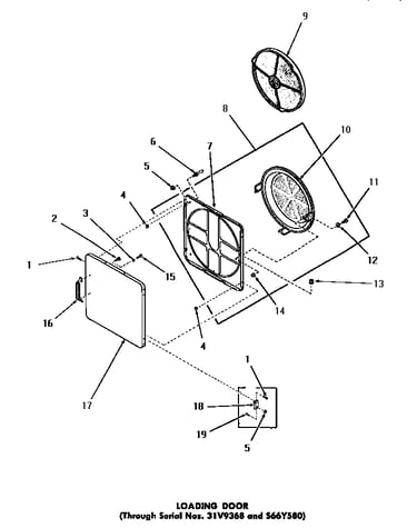 Loading door (through serial numbers 31v9368 and s66y580)