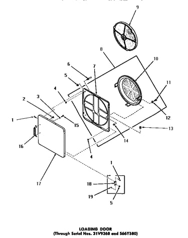 Loading door (through serial numbers 31v9368 and s66y580)