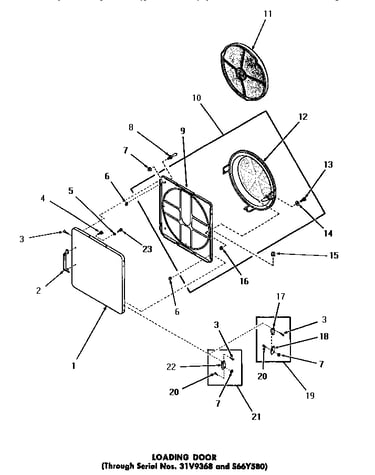 Loading door (through serial number 31v9368 and s66y580)