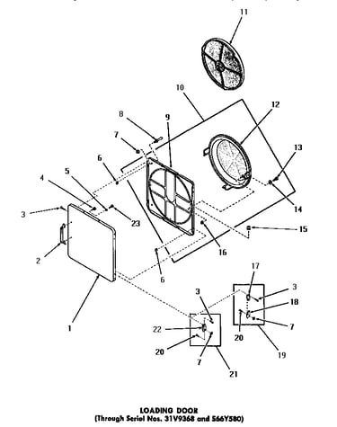 Loading door (through serial numbers 31v9368 and s66y580)