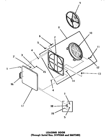 Loading door (through serial numbers 31v9368 and s66y580)