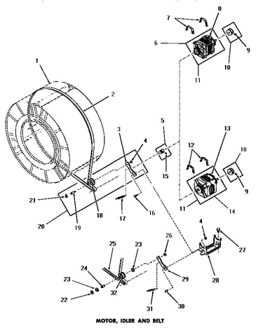 Motor, idler & belt